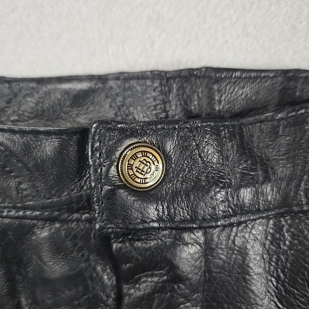 Vintage 80s Santa Cruz Women's Sz M Black Patchwork Leather Short Skirt - Picture 6 of 8